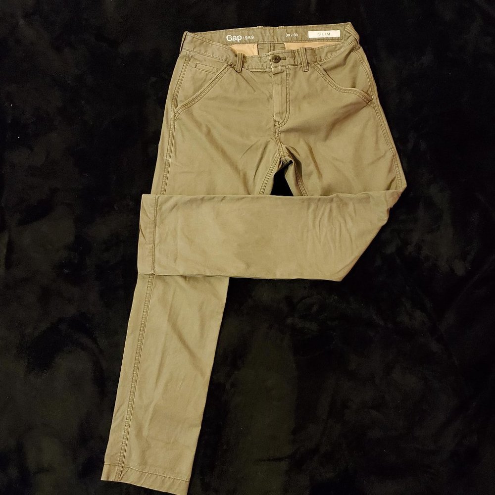 GAP Men Carpenter Slim Chino Khaki Pants 30X30